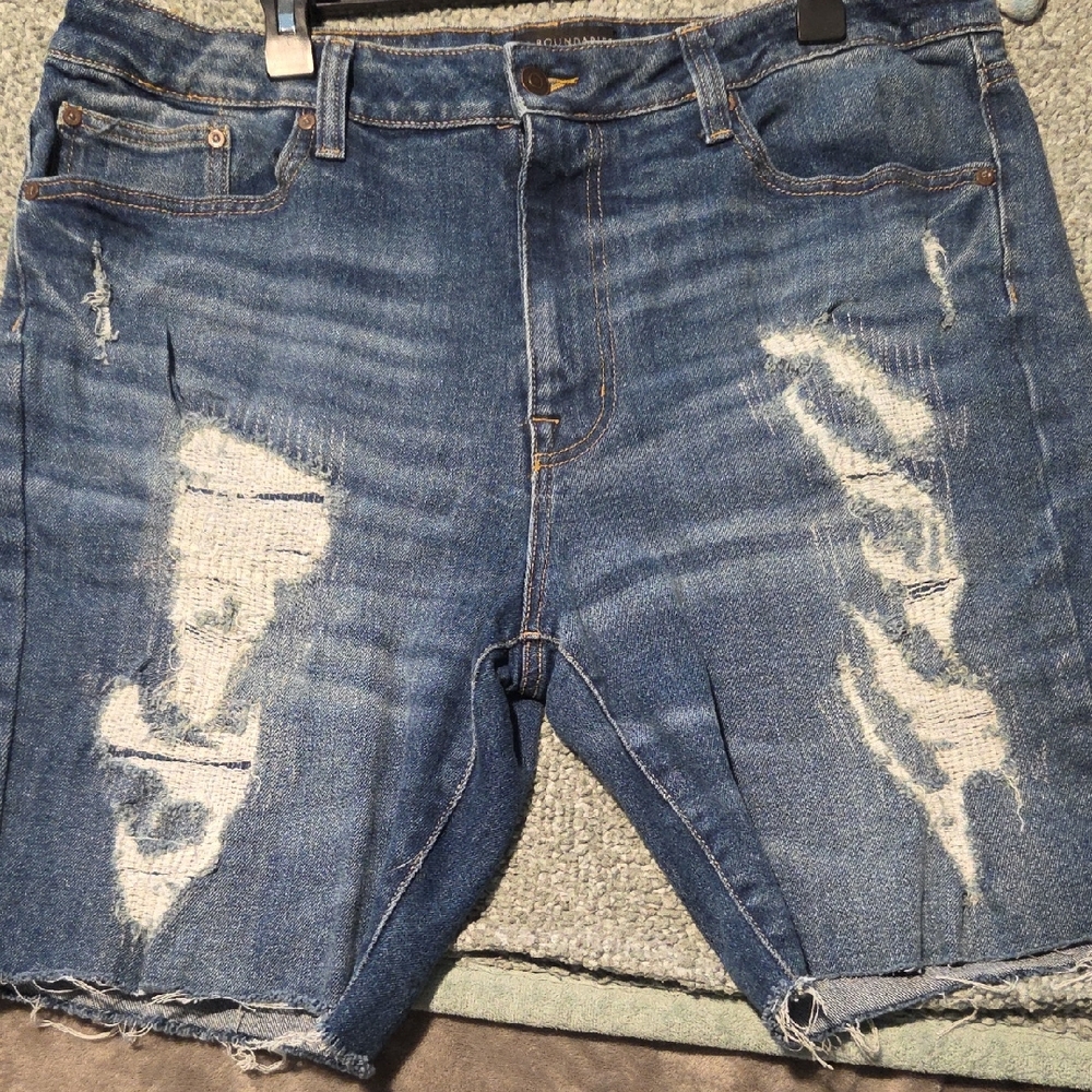 George Distressed Blue Jean Shorts